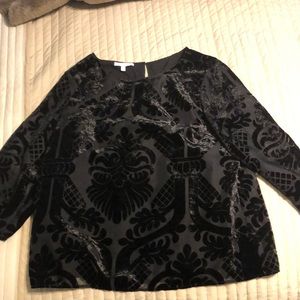 Like new  black velvet lined dressy black blouse xl